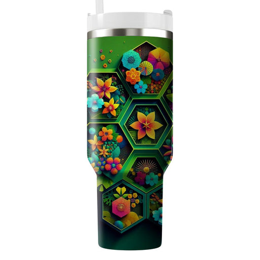 Tropical Floral Hexagons  Insulated Tumblers