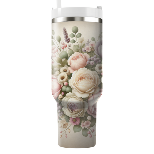 Vintage Rose Bouquet  Tumblers With Lids