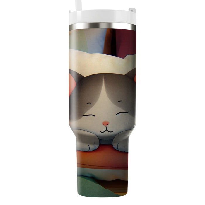 Whimsical Cat Nap  Tumbler Cups