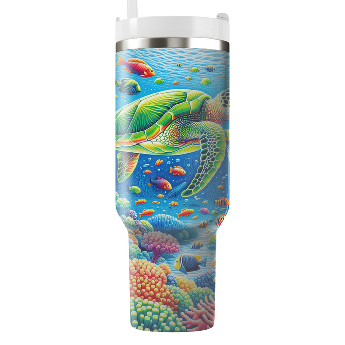 Playful Sea Turtle Journey  Tumblers With Lids