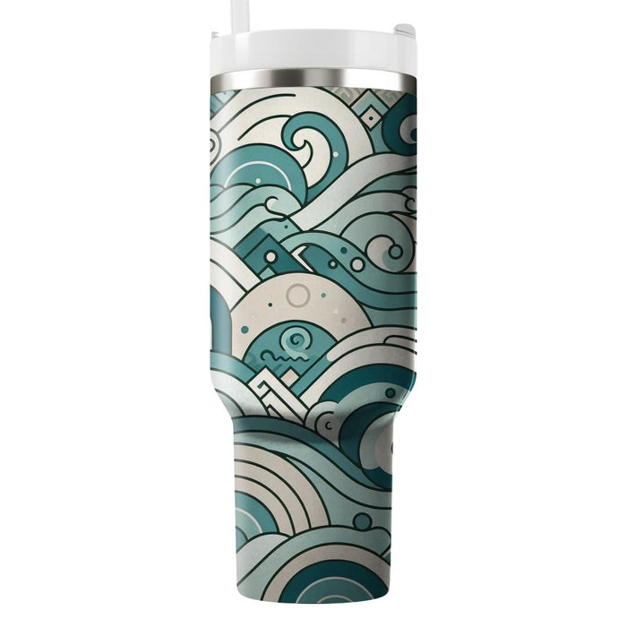 Serene Waves Motif  Travel Tumblers