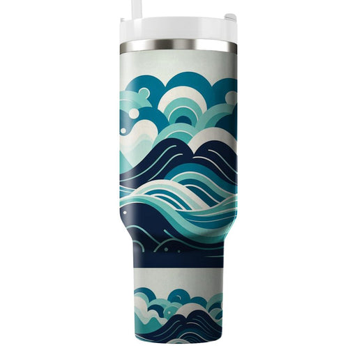 Stylized Waves  Travel Tumblers