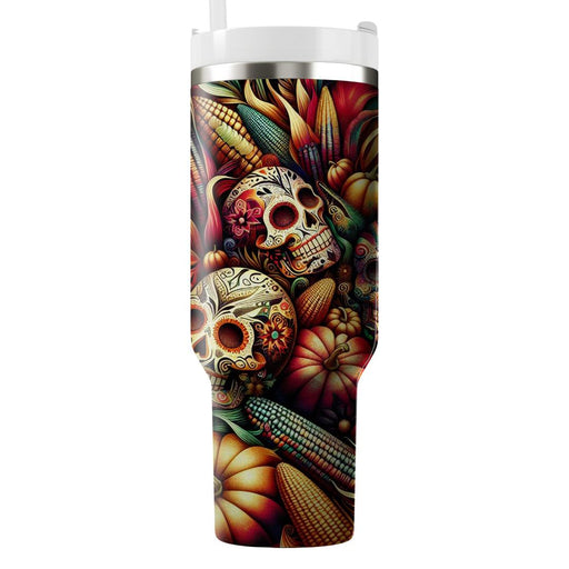 Fusion Fiesta - A Dia De Los Muertos And Thanksgiving  Custom Tumblers