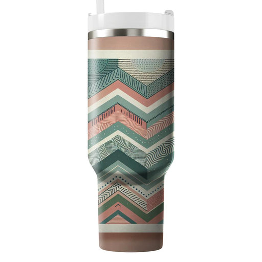 Vintage Boho Chevron  Tumblers With Lids