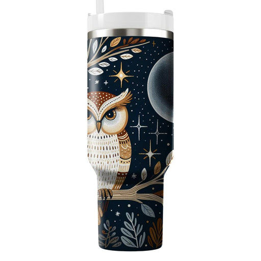 Whimsical Owl In The Moonlight  Custom Tumblers