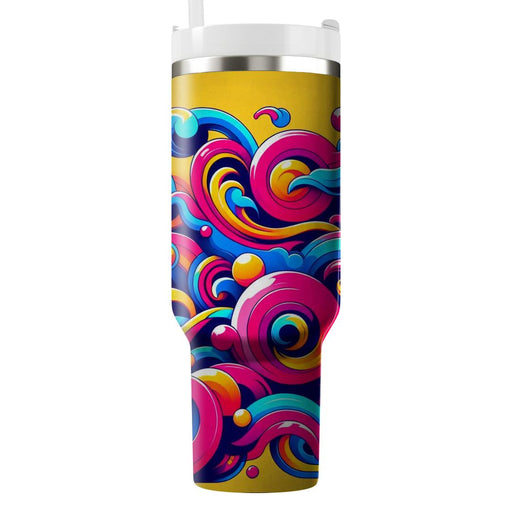 Vibrant 80s Swirls  Travel Tumblers