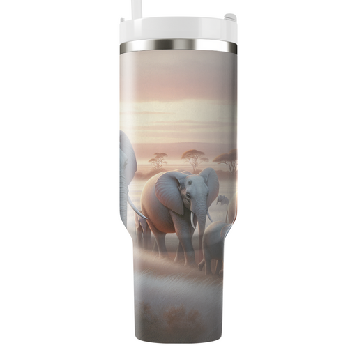 Joyful Elephant Family  Tumblers With Lids