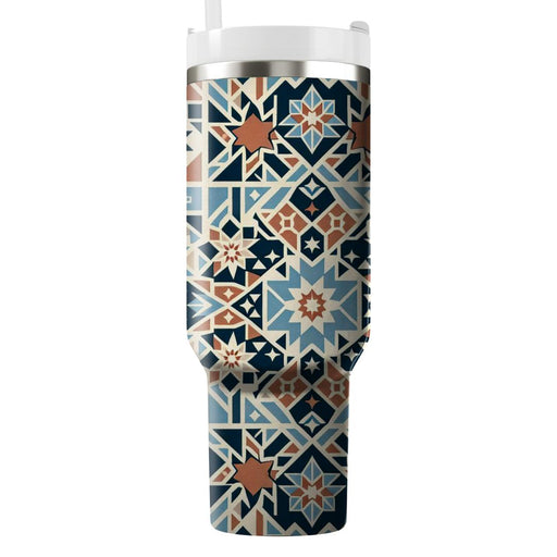 Vintage Mediterranean Mosaic  Tumbler Cups