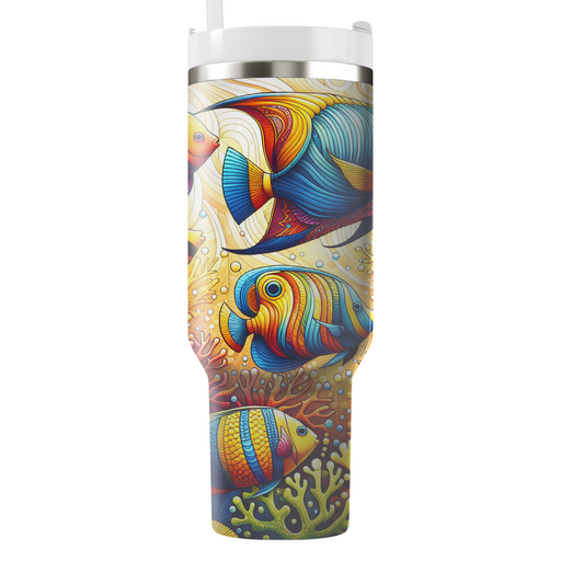 Colorful Tropical Fish Dance  Tumblers With Lids