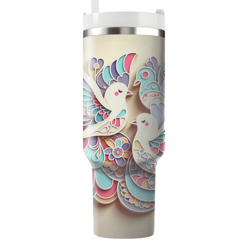 Whimsical Peace Doves Travel Tumblers