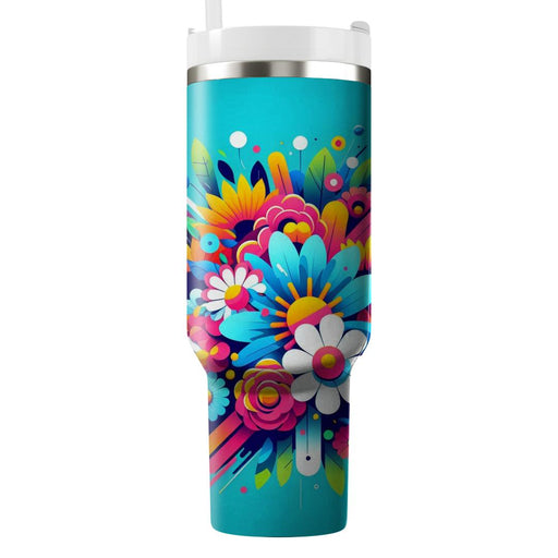 Spring Vibrant Floral Burst  Decorative Tumblers