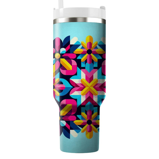 Vibrant Geometric Flowerburst  Unique Tumblers