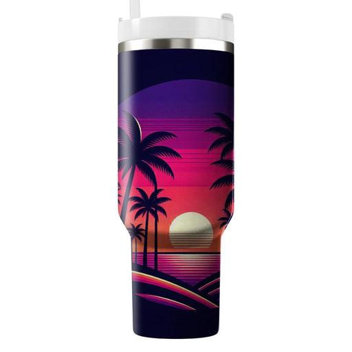 Vibrant Sunset Palms  Tumbler Cups