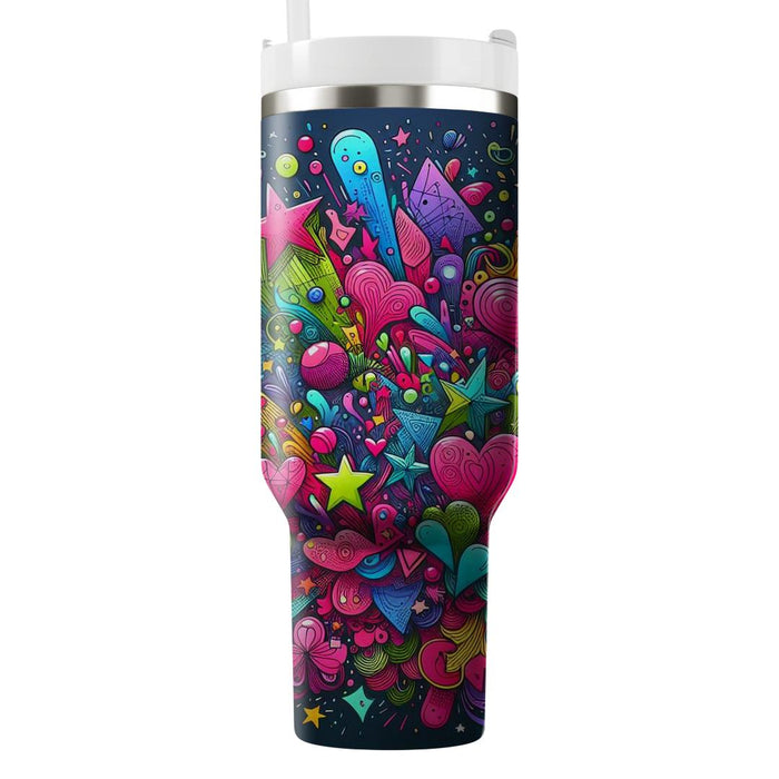 Neon Doodle Art  Travel Tumblers