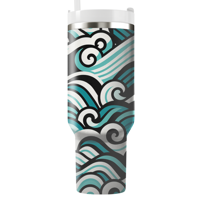 Stylized Wave Pattern Custom Tumblers