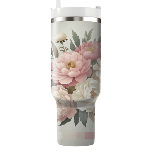 Vintage Peony Charm  Tumblers With Lids