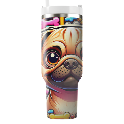 Endearing Pug Portrait  Tumblers With Lids