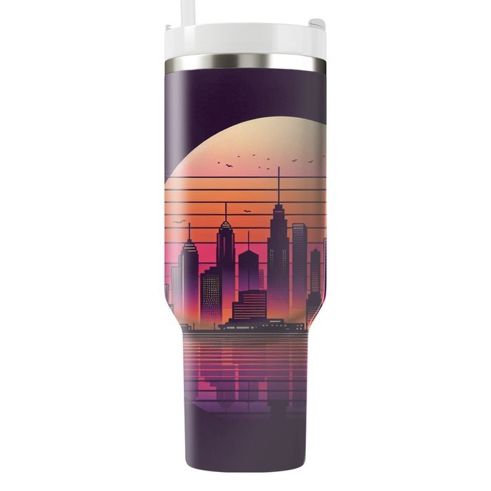 Retro Skyline Silhouettes Travel Tumblers