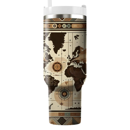 Vintage Map Design  Tumblers With Lids