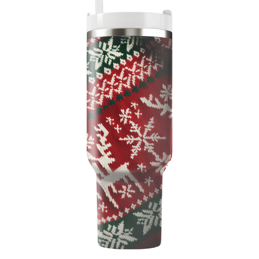 Winter Nordic Knit  Tumblers With Lids