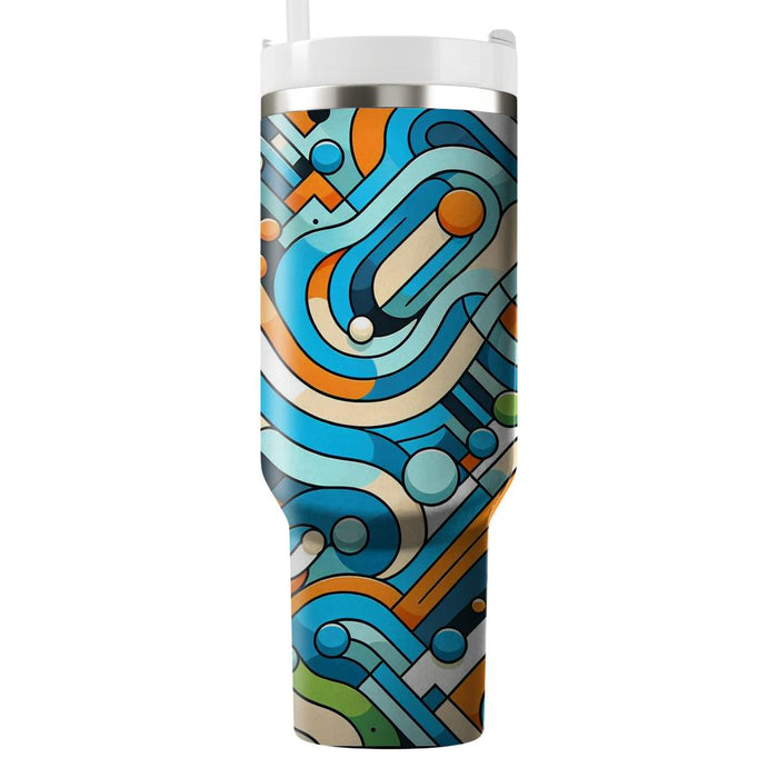 Vibrant Geometric Wave  Tumblers With Lids