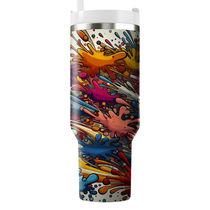 Artistic Splash Paint  Tumblers With Lids