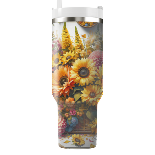 Summer Blooms Delight  Tumblers With Lids