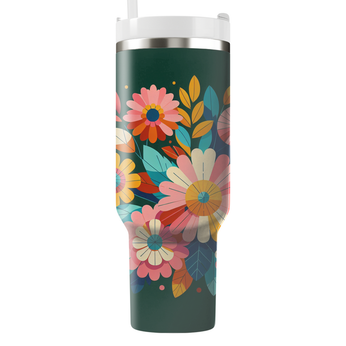 Retro Floral Groove  Custom Tumblers