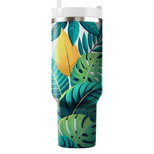 Breezy Tropical Leaf  Tumblers With Lids