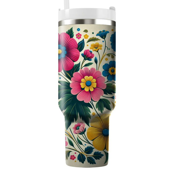 Retro Floral Harmony  Travel Tumblers