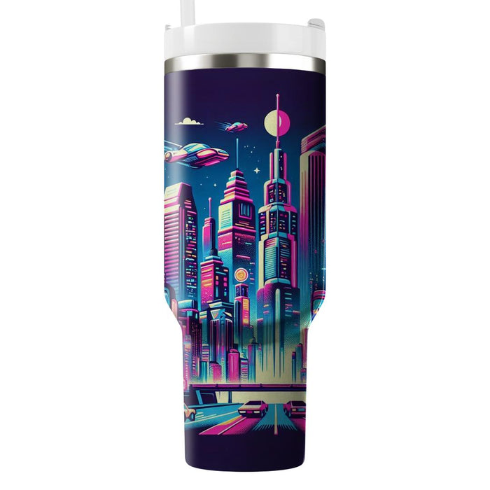 Retro Futuristic City  Unique Tumblers