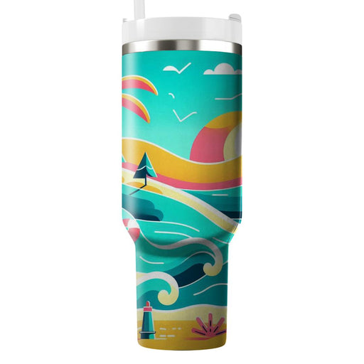 Vibrant 80s Waves  Tumblers For Gifts