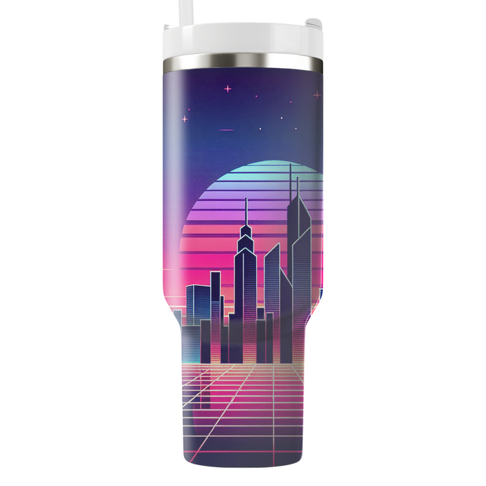 Vibrant Synthwave Horizon  Personalized Tumblers