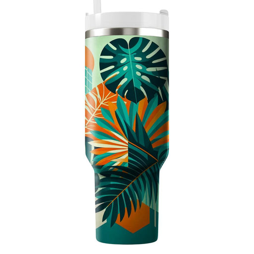 Geometric Tropical Foliage  Personalized Tumblers