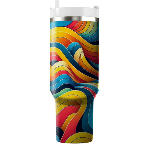 Geometric Rainbow Waves  Travel Tumblers