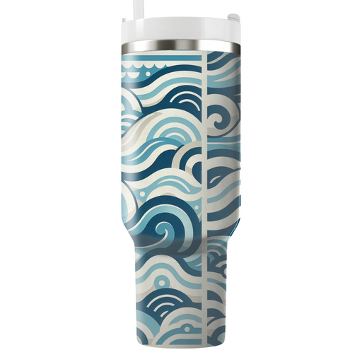 Stylized Ocean Waves Decorative Tumblers