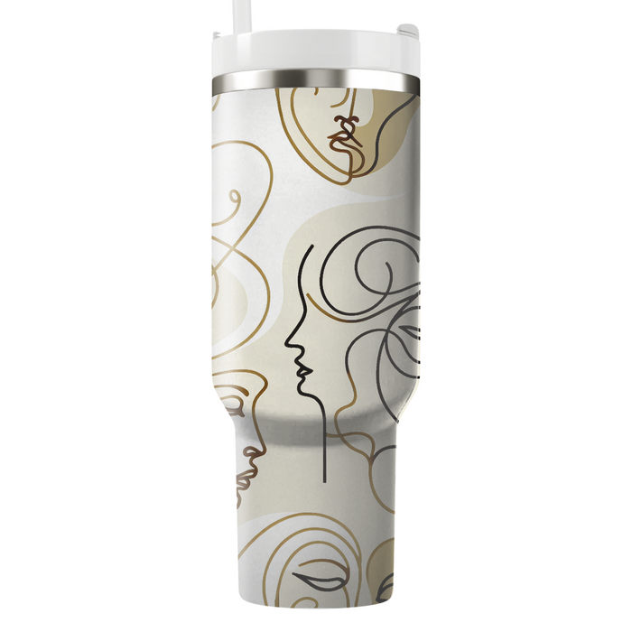 Artistic Line Art Faces  Decorative Tumblers