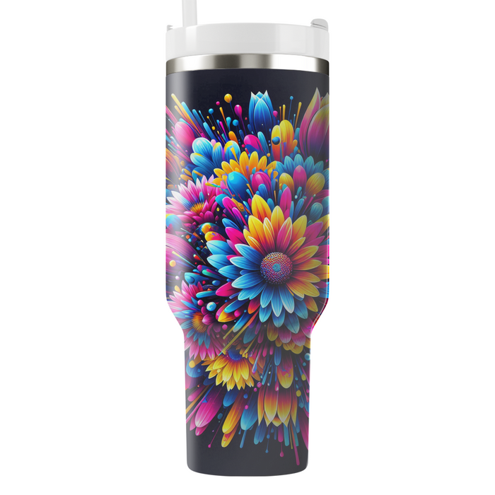 Vibrant Floral Kaleidoscope  Custom Tumblers