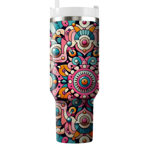 Funky Kaleidoscope Pattern  Travel Tumblers