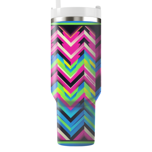 Bright 80s Neon Zigzag  Tumblers For Gifts