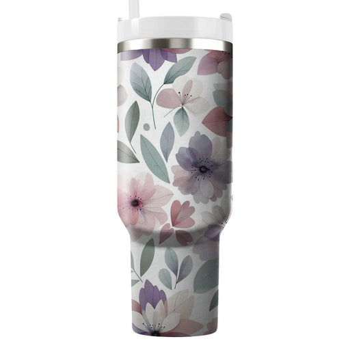 Abstract Watercolor Blooms  Tumblers With Lids