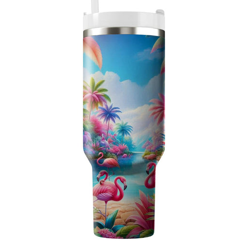 Tropical Flamingo Oasis  Custom Tumblers