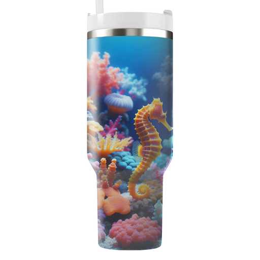 Vivid Coral Seahorse  Decorative Tumblers