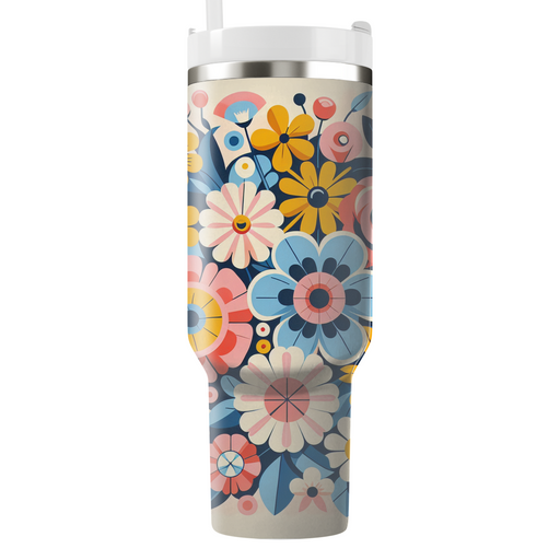 Retro Floral  Tumblers With Lids