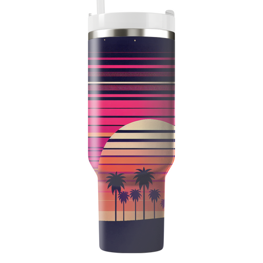 Retro Wave Sunset Travel Tumblers