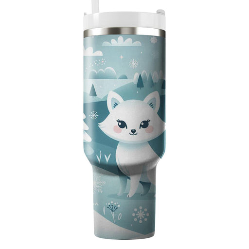 Whimsical Arctic Fox Adventure  Tumbler Cups