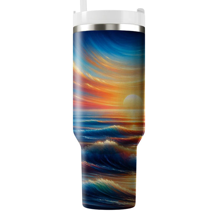 Artistic Ocean Horizon  Travel Tumblers