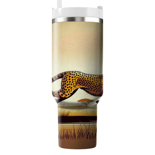 Wild Safari Cheetah Run  Tumblers With Lids