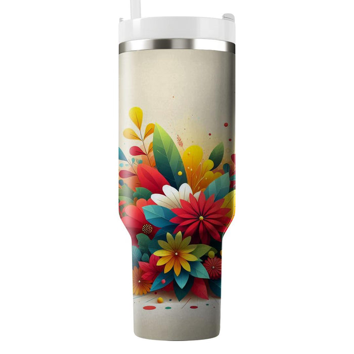 Vivid Floral Burst  Tumblers With Lids