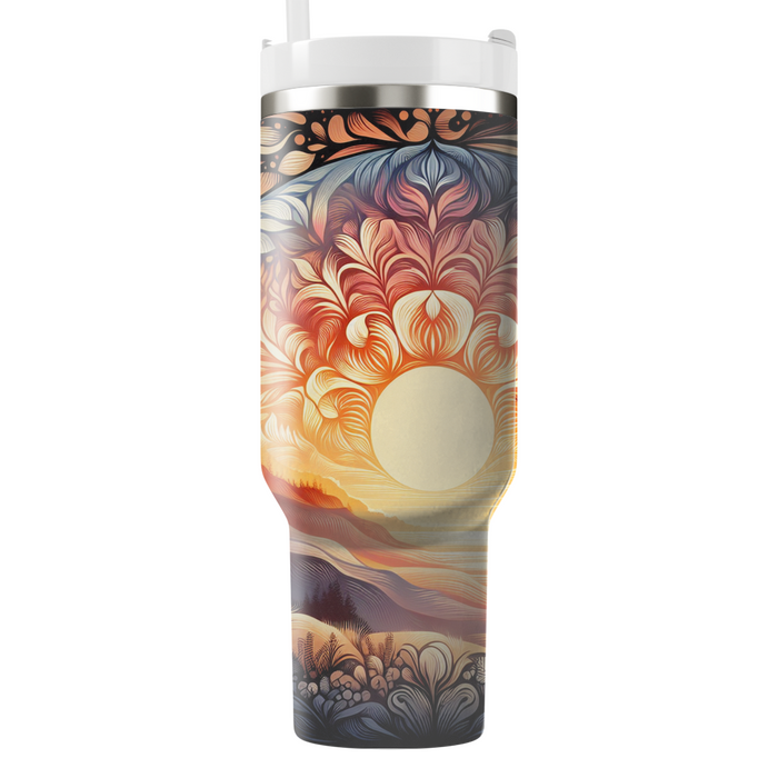 Sunset Floral Embrace  Custom Tumblers